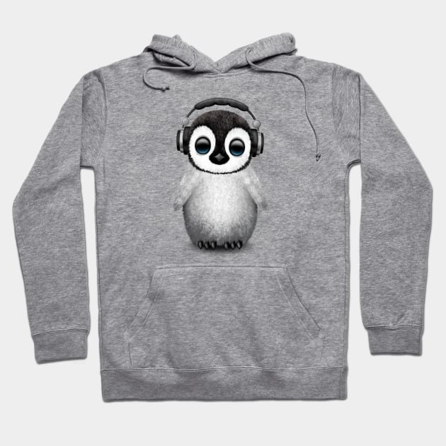 Cute Baby Penguin Dj Wearing Headphones Hoodie by jeffbartels